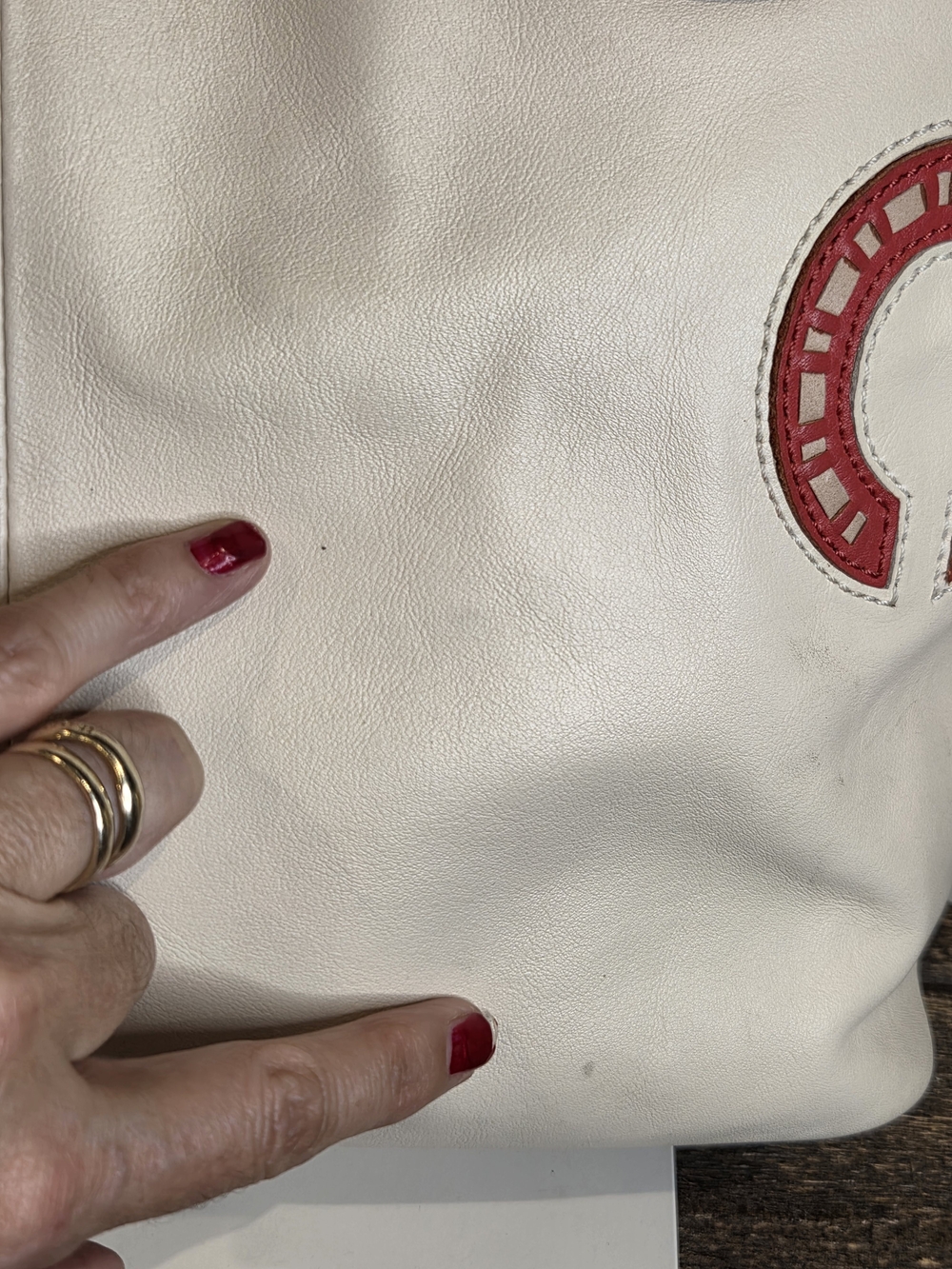 Coach Madison Op Art Whipstitch Leather Tote Bag Parchment White 22279 EUC - Picture 15 of 16